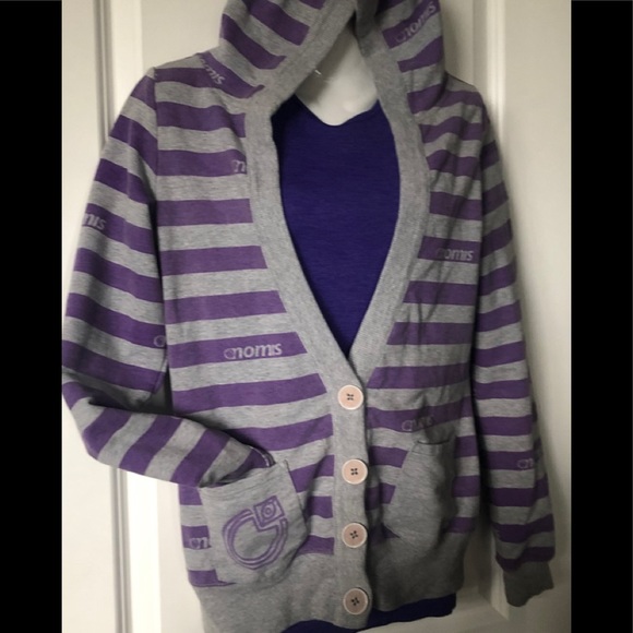 Nomis striped cardigan sweatshirt with hood M - Picture 1 of 3
